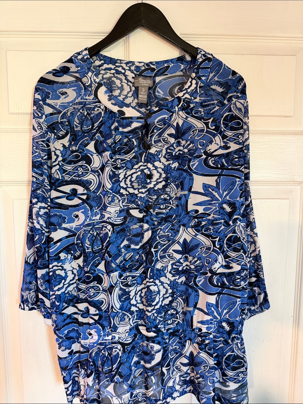 Women's Blue Floral Button-Front Tunic by Chico's